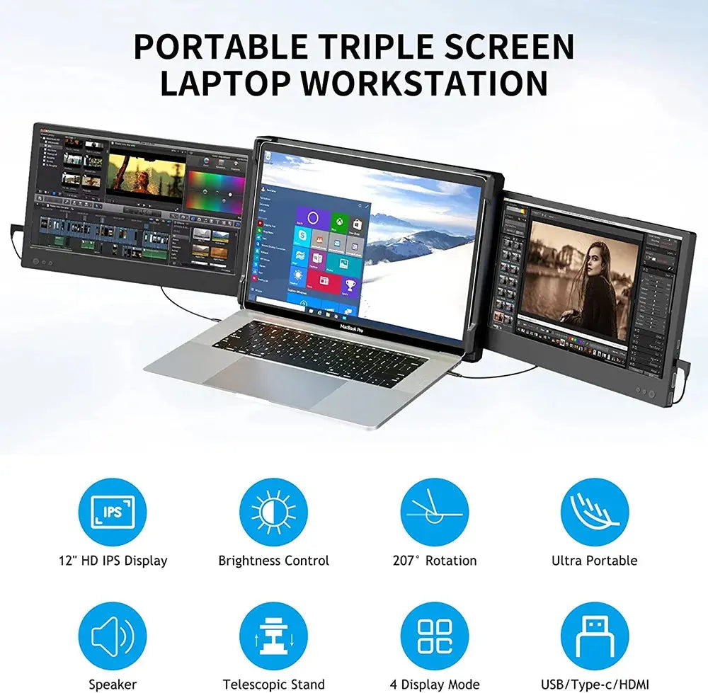 12-Inch Triple Monitor Laptop Extender -   Remote OfficePerks