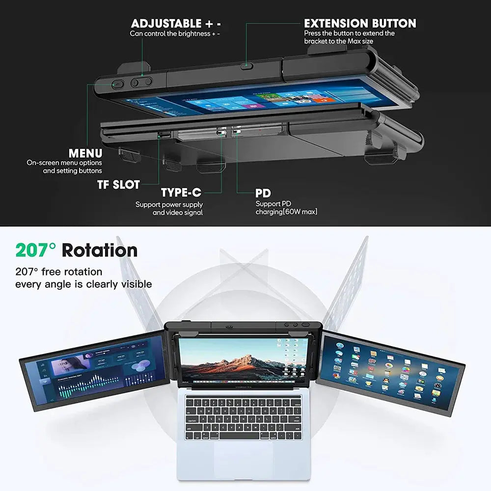 12-Inch Triple Monitor Laptop Extender -   Remote OfficePerks