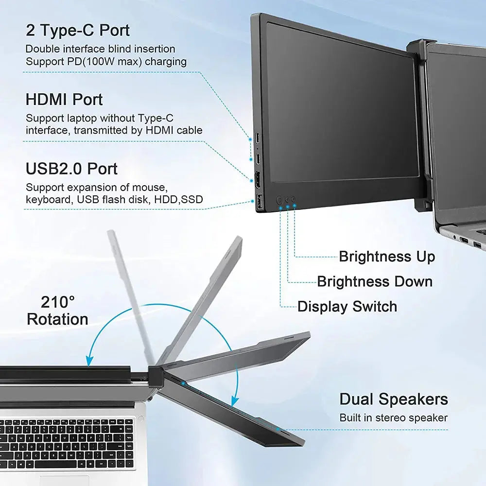 12-Inch Triple Monitor Laptop Extender -   Remote OfficePerks